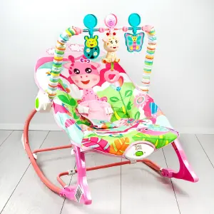 SILLA ROSADA JIRAFA: ¡Diversión y Comodidad para tu Pequeño! - SILLA MECEDORA VIBRADORA JIRAFA ROSADA