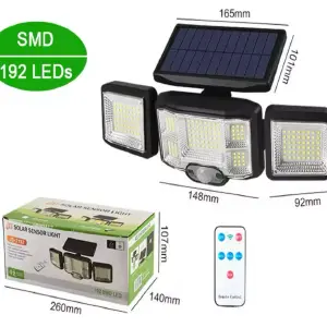 Dt Lámpara Solar 3 Cabezas 192 Leds: Ilumina tus noches con potencia y estilo - Dt Lámpara Solar 3 Cabezas 192 Leds