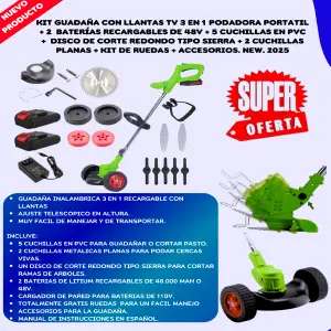 Kit Guadaña Con Llantas: ¡Máxima Potencia y Eficiencia! - Kit Guadaña Con Llantas 2 Baterias