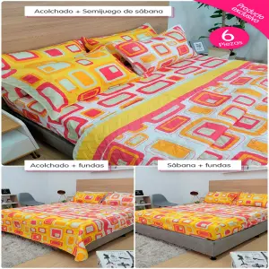Transforma tu Descanso: Combo Dormitorio 6 Piezas Premium - Combo dormitorio 6 piezas 1.40 X 1.90