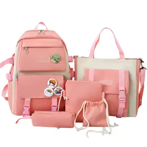 Maleta de Viaje Completa: 5 Piezas en Rosa Vibrante - Maleta 5 Piezas Mochila Bolso Mano Rosa