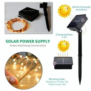 Ilumina Tu Espacio con Elegancia: Guirnalda Solar Lineal de 100 LEDs - Lineal  Alambre 100 led-10 mt Panel Sola