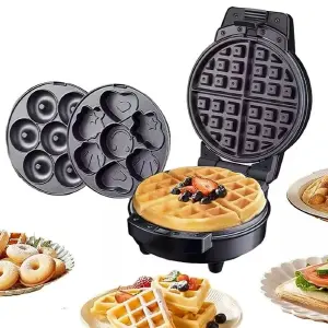 Wafflera 3 en 1: ¡Crea Delicias Caseras en Minutos! - Wafflera 3 en 1 600w Wafles Donas