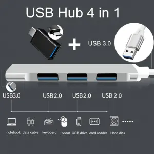 Conviértete en un Maestro de la Conectividad: Convertidor Multipuerto 4 en 1 USB-C - Multipuerto convertidor 4 en 1 Usb con A