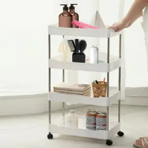 Organizador de 4 Niveles con Ruedas: ¡Tu Espacio, Impecable y a Tu Alcance! - Organizador 4 niveles con ruedas