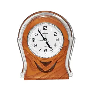 Reloj Despertador Elegante con Acabado Madera - Reloj De Mesa Tono Madera Alarma + Bater