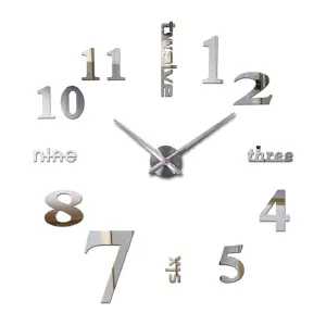 RELOJ DE PARED 3D IMPRESIONANTE 50X50CM EN PLATEADO BRILLANTE - RELOJ 3D  50X50CM COLOR PLATEADO