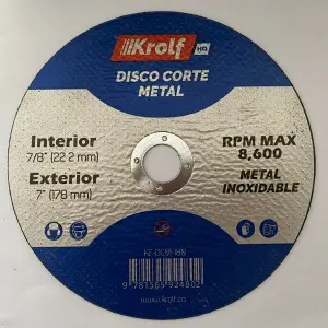 Disco de Corte Krolf 7": Precisión y Durabilidad para tus Proyectos - Disco de Corte Krolf 7"