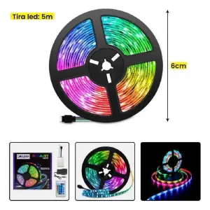 Tira LED RGB Rítmica de 5 Metros: ¡Ilumina tus Momentos! - Cinta LED rgb rítmica de 5 metros