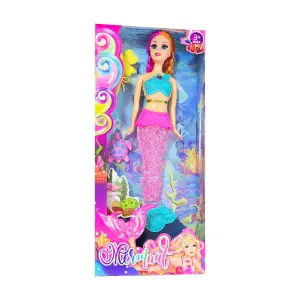 Muñeca Sirena Mágica con Cola Multicolor y Luces Vibrantes - Muñeca Sirena Cola Multicolor Luces