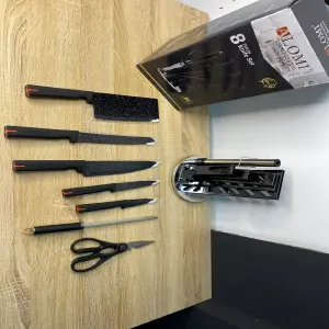 Descubre la Revolución en Tu Cocina: Set de Cuchillos con Base Giratoria - SET DE CUCHILLOS BASE GIRATORIA