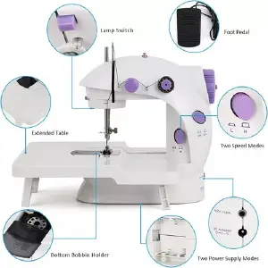 Máquina de Coser Versátil de 12 Puntadas con Soporte Integrado - Maquina De Coser 12 Puntadas Con Soporte