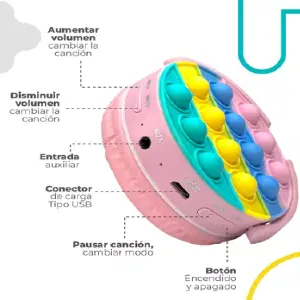 Diadema Bluetooth Pop It: Diversión y Música en Rosa Vibrante - DIADEMA BLUETOOTH POP IT ROSADA