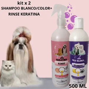 Champú Blanco/Color con Keratina - Enjuague Intensivo 500ml - SHAMPOO BLANCO/COLOR- RINSE KERATINA 500