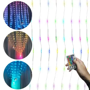 Cortina de Luces de Hadas RGB: Transforma tu Espacio con Magia y Color - Cortina Luces De Hadas 3x2m Rgb Brillant