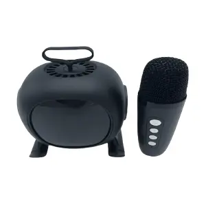 Mini Parlante Karaoke Recargable Negro: ¡Tu Fiesta de Música a Donde Vayas! - Mini Parlante Karaoke Recargable Negro