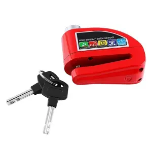 Candado de Freno de Disco con Alarma para Moto - Máxima Seguridad en Rojo Vibrante - Candado Moto Freno Alarma Seguridad Rojo