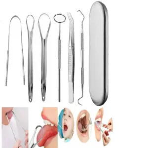 Kit de Limpieza Dental de Acero Inoxidable - 6 Piezas Esenciales - Kit limpieza oral dental acero 6pcs B-23