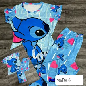 Pijama de Peluche Stich Talla 4: Comodidad y Diversión para tus Noches - Pijama piel de durazno stich T4