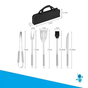 Set X5 Utensilios Para Asados - Acero Inoxidable Premium - Set X5 Utensilios Para Asados-acero