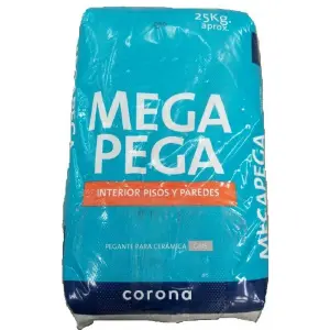 MEGAPEGA CERÁMICO CORONA 25Kg - Gris: La Solución Definitiva para tus Revestimientos - MEGAPEGA CERAMICO CORONA x 25Kg, GRIS
