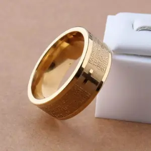 Anillo Argolla Padre Nuestro Acero: Una Joya de Fe y Estilo - Anillo Argolla Padre Nuestro Acero