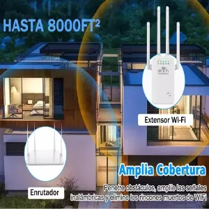Potencia Tu Wifi: Repetidor Amplificador 300Mbps con 4 Antenas - Repetidor Amplificador Wifi 300mbp 4 Ant