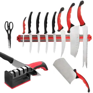 Set de Cuchillos Profesional x10 con Afilador SCA01 - Set cuchillos x10 Acero + Afilador SCA01