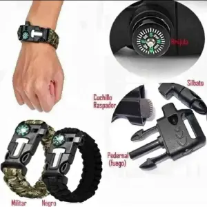 Pulsera de Supervivencia Táctica 5 en 1: Tu Compañera Indispensable - Manilla Supervivencia 5en1 Pulsera Tacti