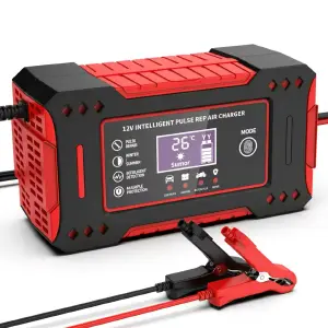 Cargador de Batería para Auto 12V con Pantalla LCD - CARGADOR BATERÍA AUTO 12V PANTALLA LCD