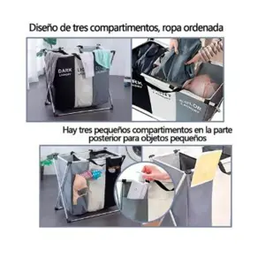 Cesto Organizador de Ropa Sucia Triple: ¡Organización Perfecta para tu Lavandería! - Cesto Organizador De Ropa Sucia 3 Triple