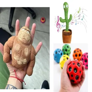 Descubre la Diversión 3 en 1: Cactus Bailarín, Gorila Juguetón y Pelota Saltarina - 3 En 1  Cactus + Gorila + Pelota saltari