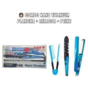 Combo Profesional Nano Titanio: Plancha y Rizador - combo nano titanium plancha + rizador +