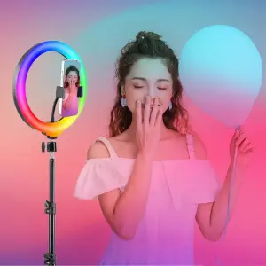 ARO DE LUZ RGB 30CM: Ilumina Tu Mundo con Color y Estilo - ARO DE LUZ RGB 30CM + CONTROL+ TRIPODE