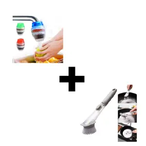 Grifo Purificador x2 + Cepillo con Dispensador de Jabón x1: ¡Tu Solución Completa para Agua Pura y Limpieza Eficiente! - Grifo Purificador x2 + Cepillo Jabon x1