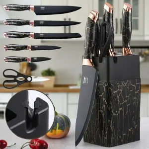 Set de Cuchillos X5 Negro: Elegancia y Precisión en tu Cocina - Set De Cuchillos X5  Negro