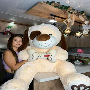 Peluche Gigante de Perro: ¡1.5 Metros de Cariño! - Peluche de perro con hueso 1.50 metros