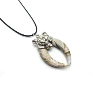 Collar Lobo Doble Colmillo: Estilo Salvaje y Protección - Collar Lobo Doble Colmillo + estuche
