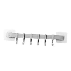 Organiza tu Espacio con Estilo: Ganchos de Pared de 6 Puestos con Ventosas en Gris - Ganchos 6 Puestos Pared Ventosas Gris