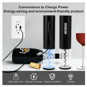 Sacacorchos Eléctrico Recargable USB: La Revolución para tu Vino - Sacacorchos Vino Recargable USB