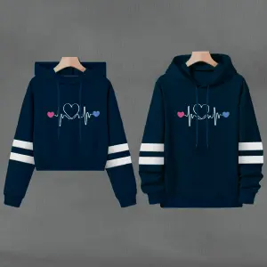 Buso Hoodie "Corazones" - Azul Oscuro Elegante - Buso Buzo, Hoodie CORAZONES AZUL OSCURO