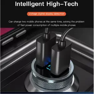 Cargador Turbo para Coche: Doble USB en Aluminio - Cargador Turbo Carro Doble USB aluminio