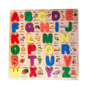 Juego de Madera con Abecedario y Frutas: ¡Aprende Jugando! - Juego Madera Letra Abecedario Frutas