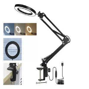 Lámpara LED Versátil: Iluminación y Precisión con 3 Luces Ajustables y Lupa - Lámpara LED con 3 luces ajustables lupa