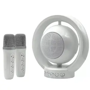 Parlante Karaoke Doble Micrófono Gris: ¡Tu Fiesta, Tu Voz! - Parlante Karaoke Doble Microfono Gris