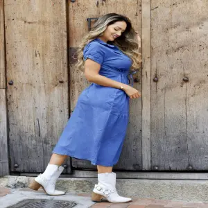 Vestido Jeans Largo H168X Sophie: Elegancia Atemporal y Confort Moderno - Vestido jeans largo H168X Sophie