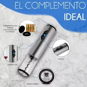 SACACORCHOS ELÉCTRICO PARA VINO 4 EN 1 - SACACORCHOS ELECTRICO PARA VINO 4 EN 1