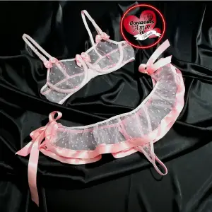 Conjunto Rosa Seductor Semitransparente - Conjunto rosa semi transparente