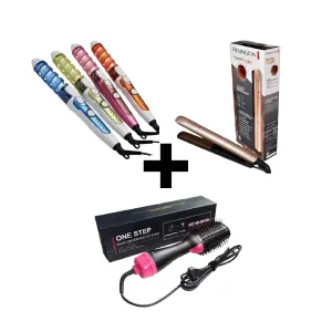 Transforma tu Cabello con Rizador, Plancha de Keratina y Cepillo OneStep - Rizador+plancha keratina+cepillo OneStep