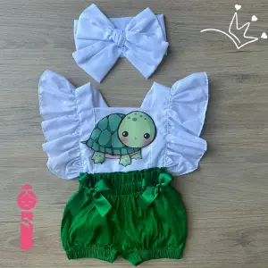 Conjunto Adorable: Asolador con Short y Balaca para Bebé - ASOLEADOR CON SHORT Y BALACA PARA BEBE